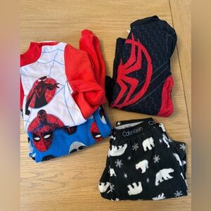 Fleece PJ Bundle, CK  Polar Bear Pajama Pants, 2 Spider man PJs